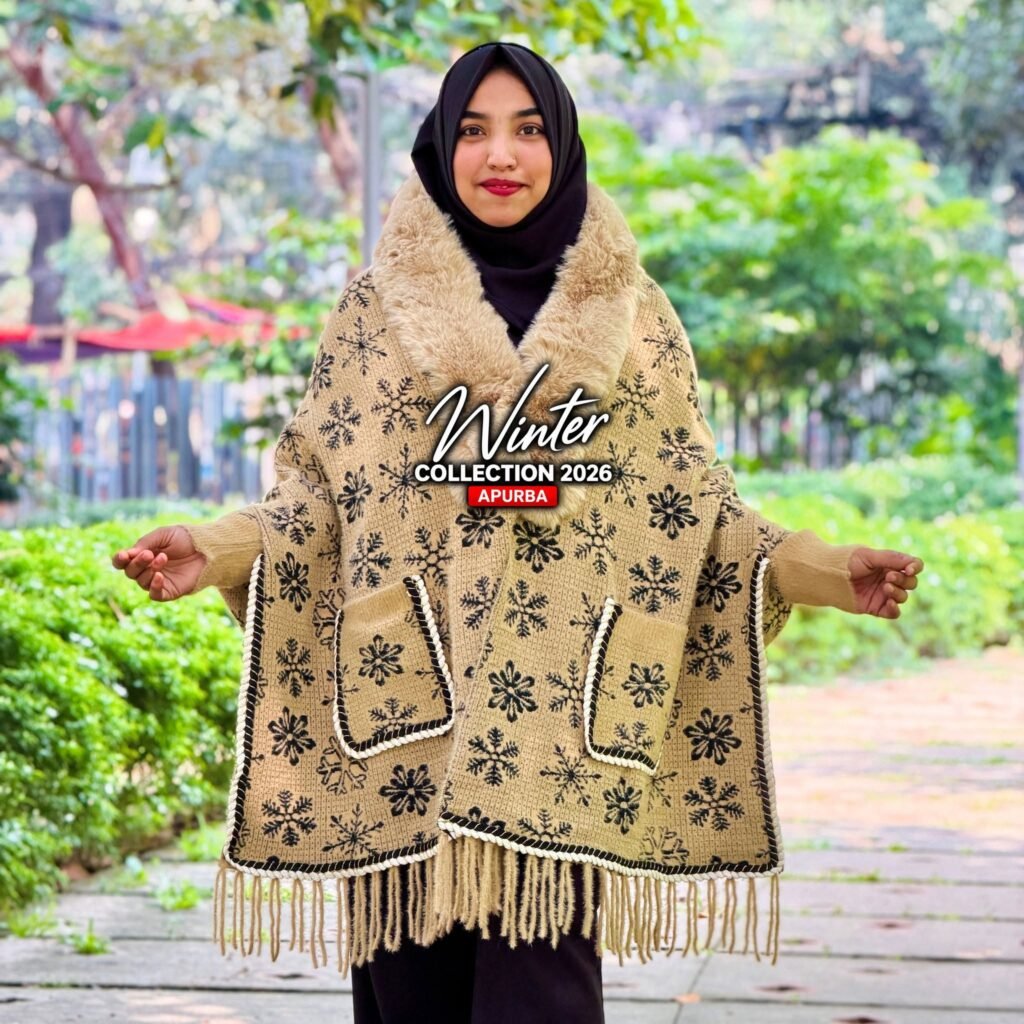 Snowflake Pocket Poncho – Golden
