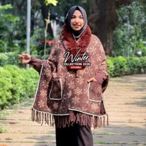 Snowflake Pocket Poncho – Coffee